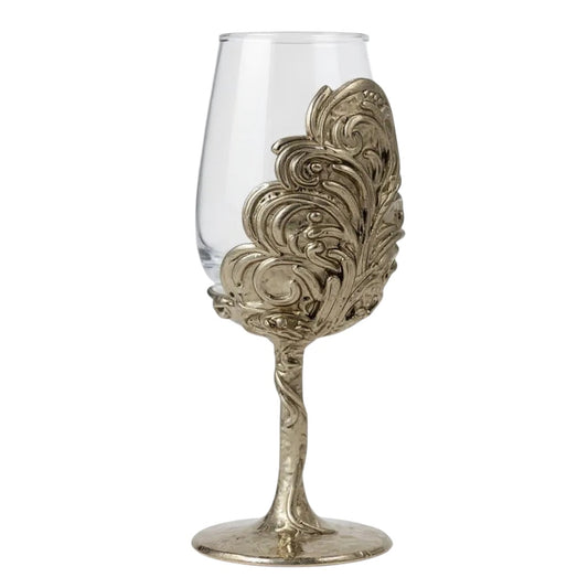 Set of 2/Set of 4 - Intricate Leaf/Ambi Design Wine Glasses (VITRUM FOLIA)