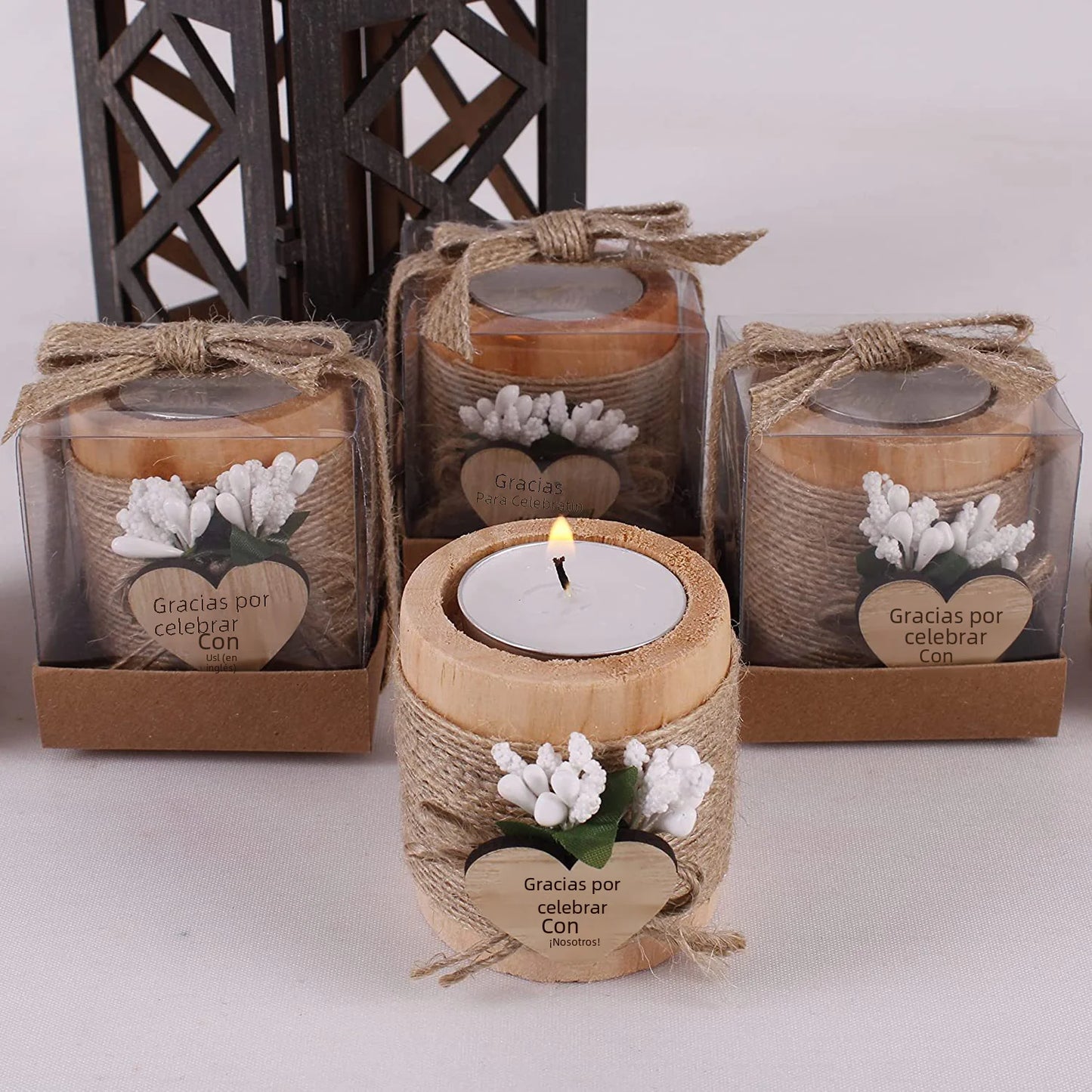Wooden Candle Holder for Living Room and Parties