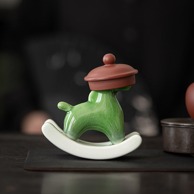 Skulptur Hippos Glaserad Keramik