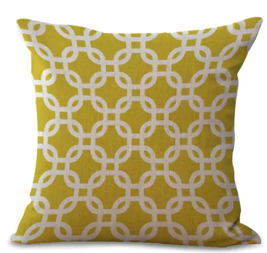 Colorful Geometric Printed Linen Cotton Cushion Cover