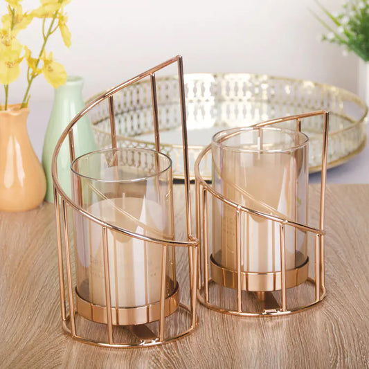 Nordic Geometric Candle Holder, Electroplated Iron Craft