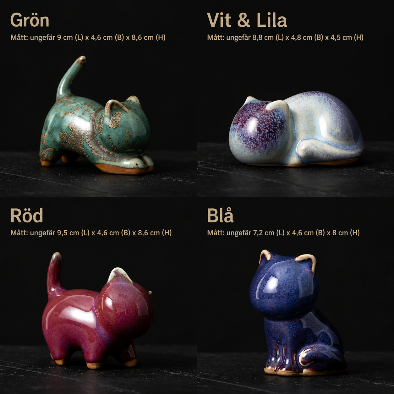 Skulptur Felis Glaserad Keramik
