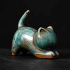 Skulptur Felis Glaserad Keramik