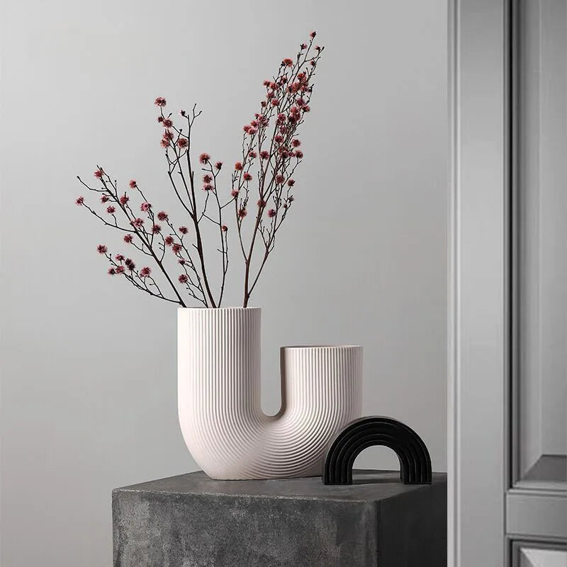Nordic Ceramic Vase for Home Decoration, Simple Flower Pot, Living Room, Interior, Office, Desktop, Table Decor, Accessories