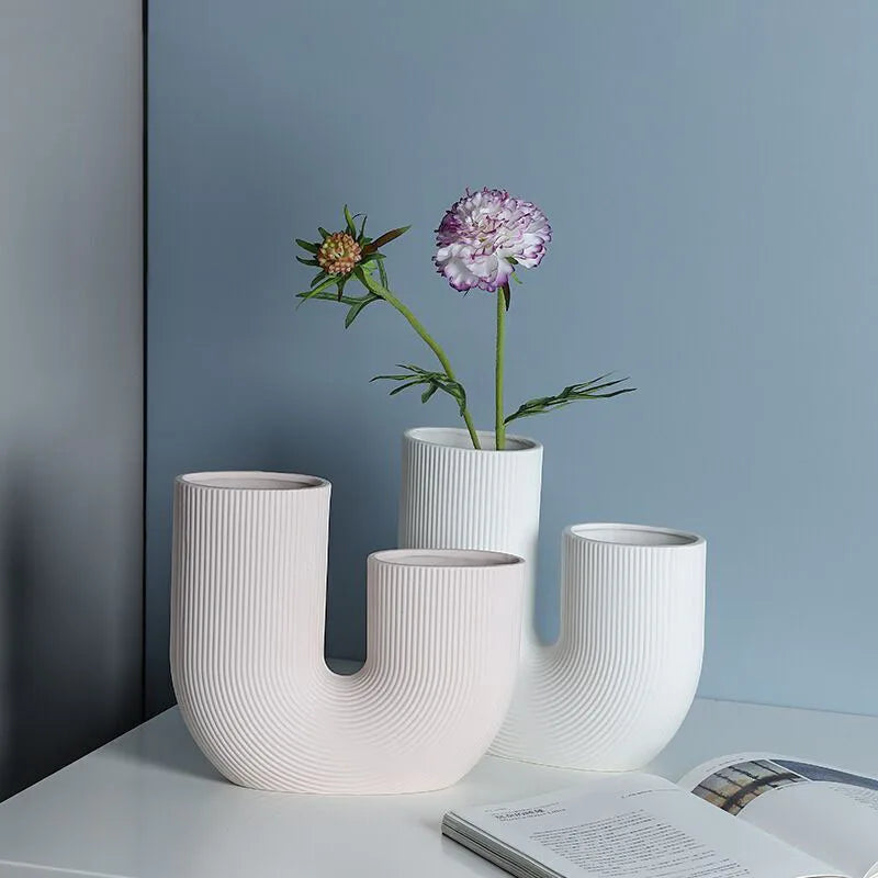 Nordic Ceramic Vase for Home Decoration, Simple Flower Pot, Living Room, Interior, Office, Desktop, Table Decor, Accessories