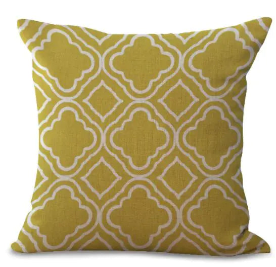 Colorful Geometric Printed Linen Cotton Cushion Cover