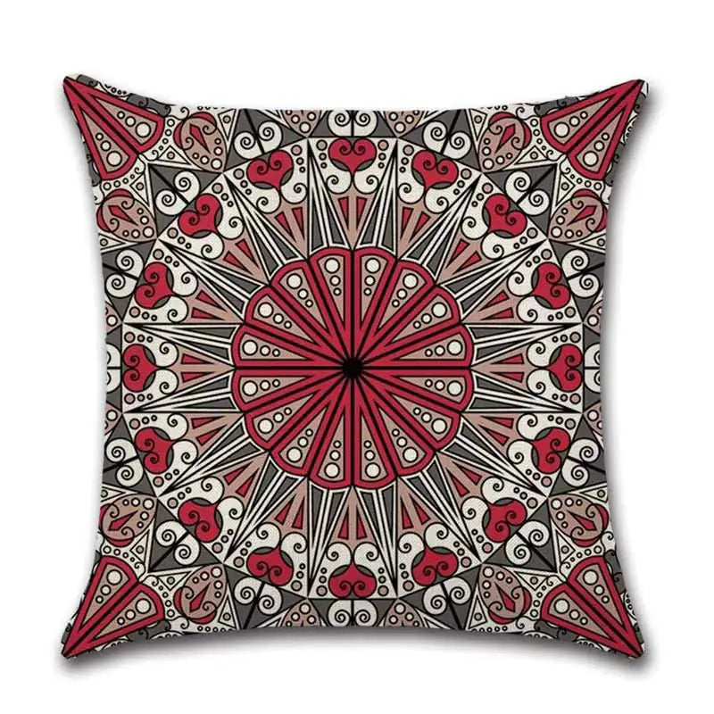 Set of 4 Cotton Linen Square Decorative Pillow Covers 18x18 (MANDALA Kuddset)