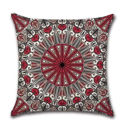 Set of 4 Cotton Linen Square Decorative Pillow Covers 18x18 (MANDALA Kuddset)