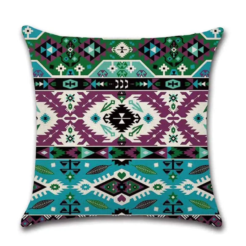 Set of 4 Cotton Linen Square Decorative Pillow Covers 18x18 (MANDALA Kuddset)