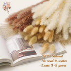 Natural Pampas Dried Flowers Bouquet for Boho Home Vase Decor Bunny Rabbit Tails Grass Artifical Flower Wedding Party Decoration