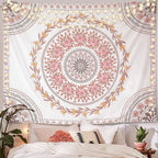 Mandala tapestry aesthetics, bohemian tapestry wall hanging, pink flower medal tapestry, bohemian wall art Hippie