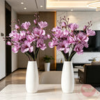 Red White 5 Forks 20 Head Artificial Magnolia Flower For Home Living Room Table Decoration Bride Wedding Party Flower Bouquet
