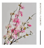 Pink Artificial Sakura Flower Decorative Silk Artificial Faux Plants Long Branches Peach Fake Cherry Blossoms Wedding Decoration