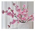 Pink Artificial Sakura Flower Decorative Silk Artificial Faux Plants Long Branches Peach Fake Cherry Blossoms Wedding Decoration