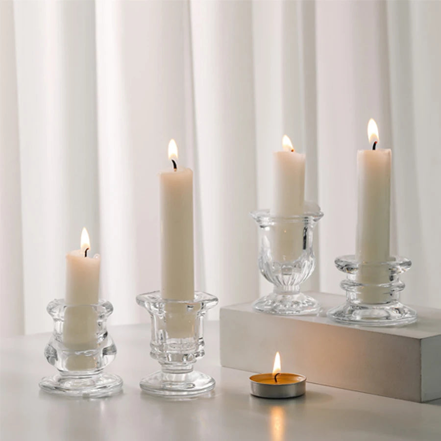 Transparent glass candle holder base suitable for wedding table center decoration, family party decoration