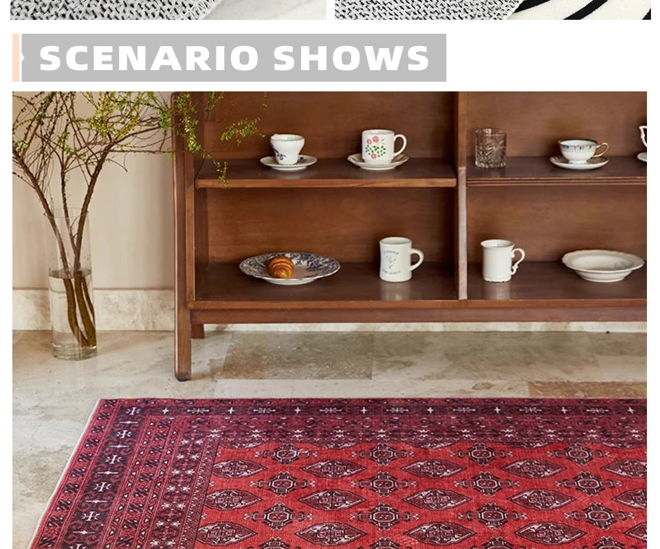 Living Room Carpet Bedroom Wool Bedside Rugs Machine Washable Foldable Mat Vintage Nordic Rug Soft Fluffy Plush Home Decoration