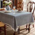 Flower Printed Table Cover with Tassels Cotton Linen Table Cloth Naturally Breathable and Comfortable nappe de table Luxury 식탁보