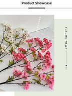 Pink Artificial Sakura Flower Decorative Silk Artificial Faux Plants Long Branches Peach Fake Cherry Blossoms Wedding Decoration