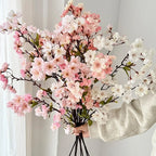 Pink Artificial Sakura Flower Decorative Silk Artificial Faux Plants Long Branches Peach Fake Cherry Blossoms Wedding Decoration