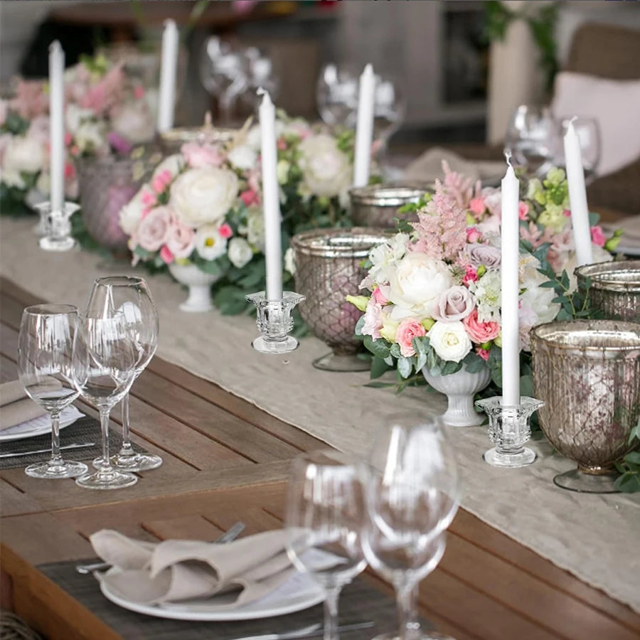 Transparent glass candle holder base suitable for wedding table center decoration, family party decoration