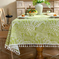 Flower Printed Table Cover with Tassels Cotton Linen Table Cloth Naturally Breathable and Comfortable nappe de table Luxury 식탁보