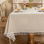 Flower Printed Table Cover with Tassels Cotton Linen Table Cloth Naturally Breathable and Comfortable nappe de table Luxury 식탁보