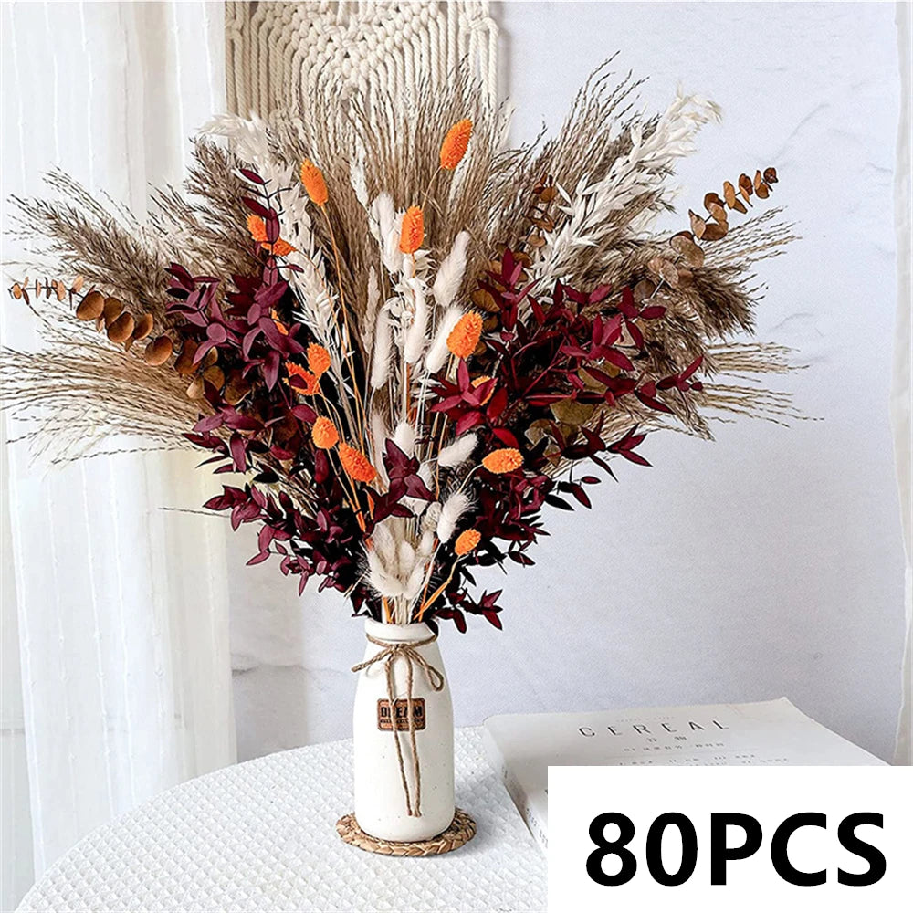 Natural Fluffy Pampas Grass Flowers Bouquets for Wedding Floral Arrangements Dried Plants Home Table Christmas Party Decorations