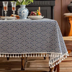 Flower Printed Table Cover with Tassels Cotton Linen Table Cloth Naturally Breathable and Comfortable nappe de table Luxury 식탁보