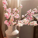 Pink Artificial Sakura Flower Decorative Silk Artificial Faux Plants Long Branches Peach Fake Cherry Blossoms Wedding Decoration