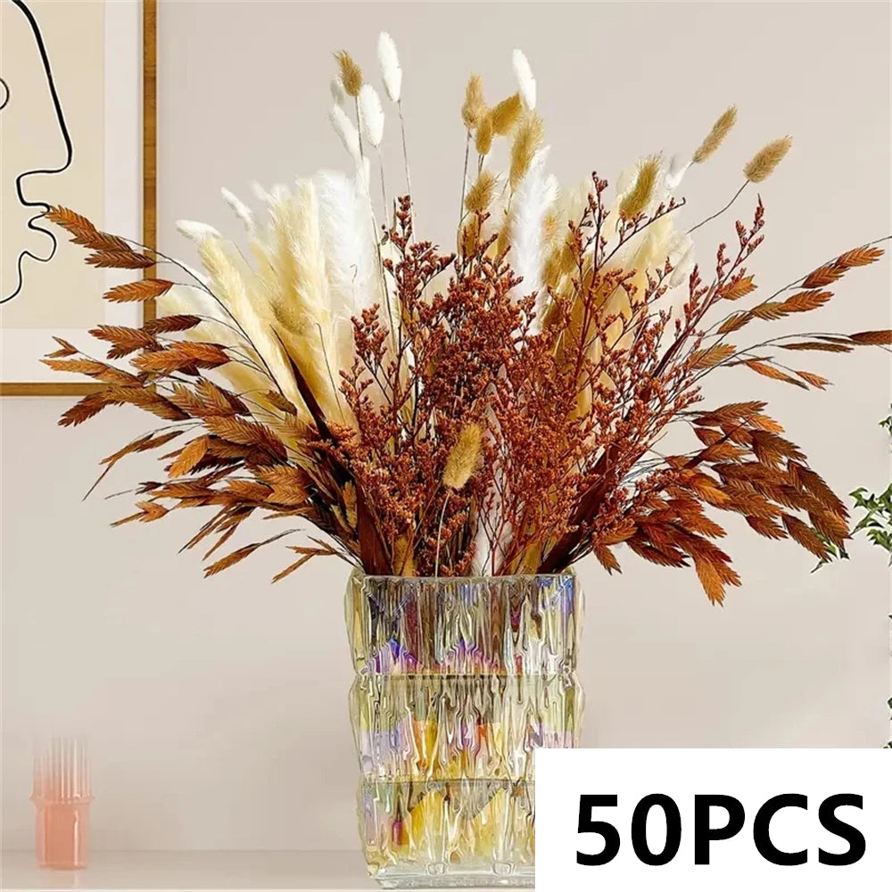 Natural Fluffy Pampas Grass Flowers Bouquets for Wedding Floral Arrangements Dried Plants Home Table Christmas Party Decorations