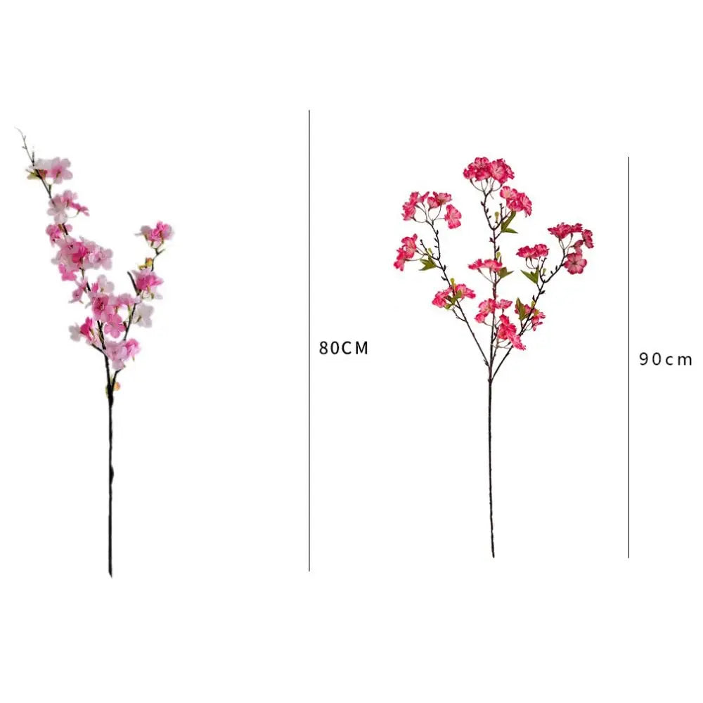 Pink Artificial Sakura Flower Decorative Silk Artificial Faux Plants Long Branches Peach Fake Cherry Blossoms Wedding Decoration