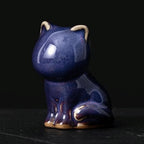 Skulptur Felis Glaserad Keramik