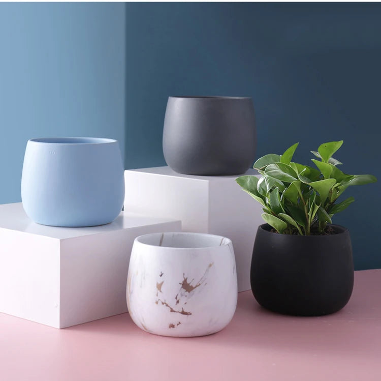 Creative Ceramic Small Flower Pot Nordic Electroplating Potted Hydroponic Flower Pot Ceramic Ornament Green Radish Succulent
