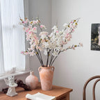 Pink Artificial Sakura Flower Decorative Silk Artificial Faux Plants Long Branches Peach Fake Cherry Blossoms Wedding Decoration