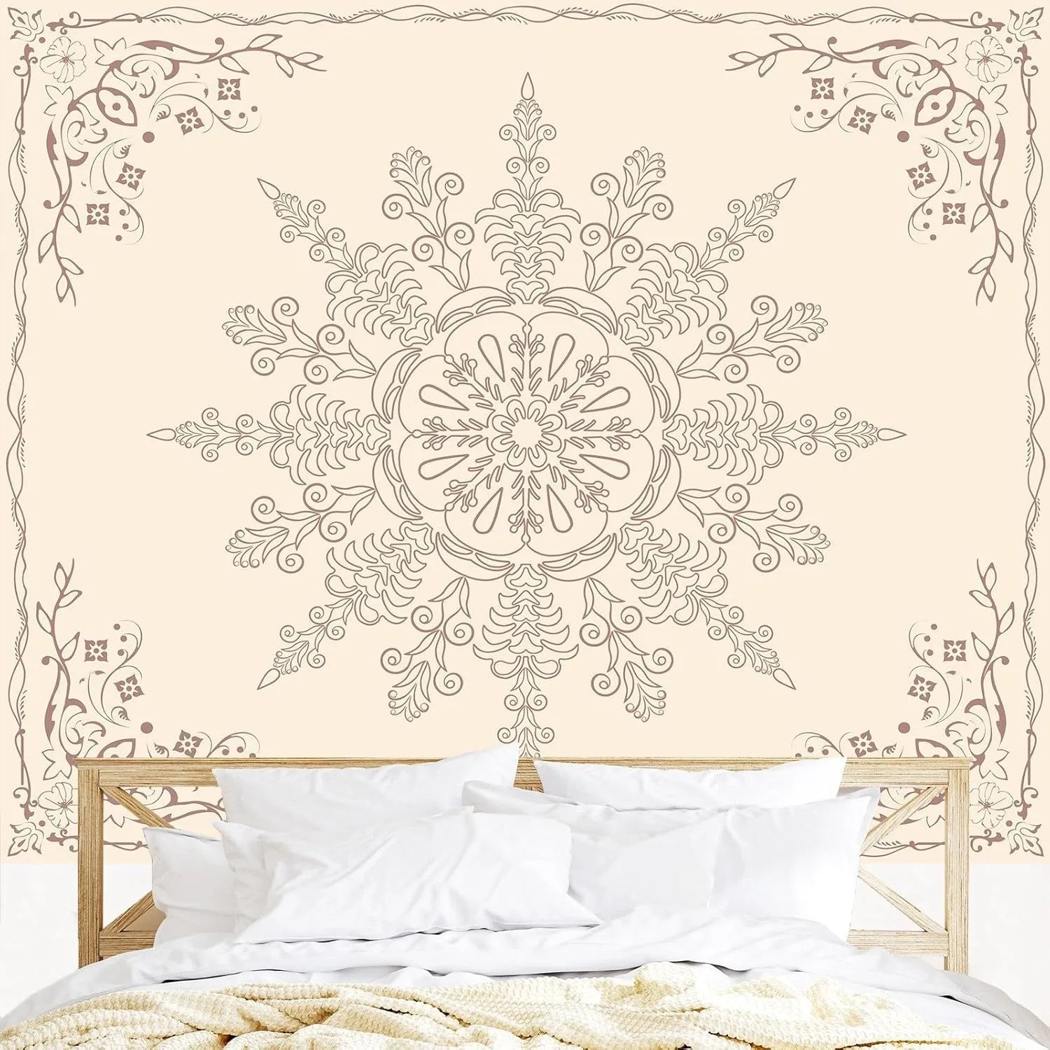Boho Pink Mandala Wall Tapestry for Bedroom,Room Decor for Teen Girls, Art Floral Wall Hanging for College Dorm
