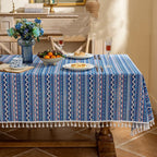 Flower Printed Table Cover with Tassels Cotton Linen Table Cloth Naturally Breathable and Comfortable nappe de table Luxury 식탁보