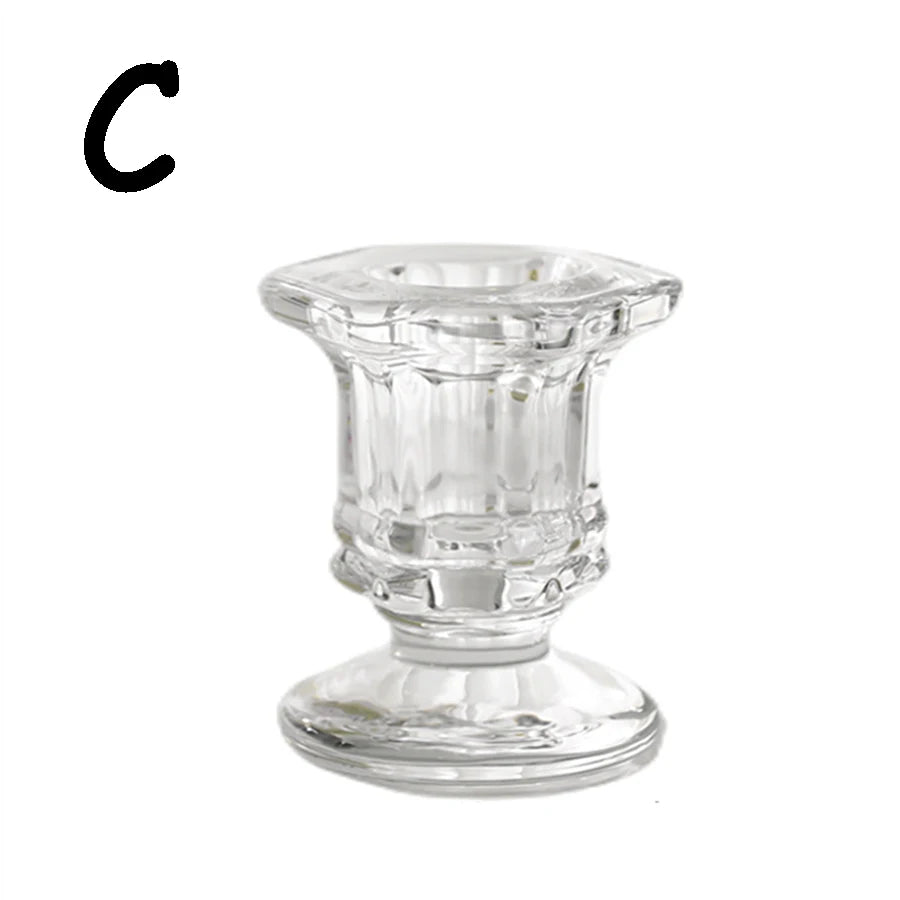 Transparent glass candle holder base suitable for wedding table center decoration, family party decoration