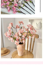 Pink Artificial Sakura Flower Decorative Silk Artificial Faux Plants Long Branches Peach Fake Cherry Blossoms Wedding Decoration