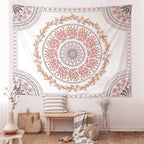 Mandala tapestry aesthetics, bohemian tapestry wall hanging, pink flower medal tapestry, bohemian wall art Hippie
