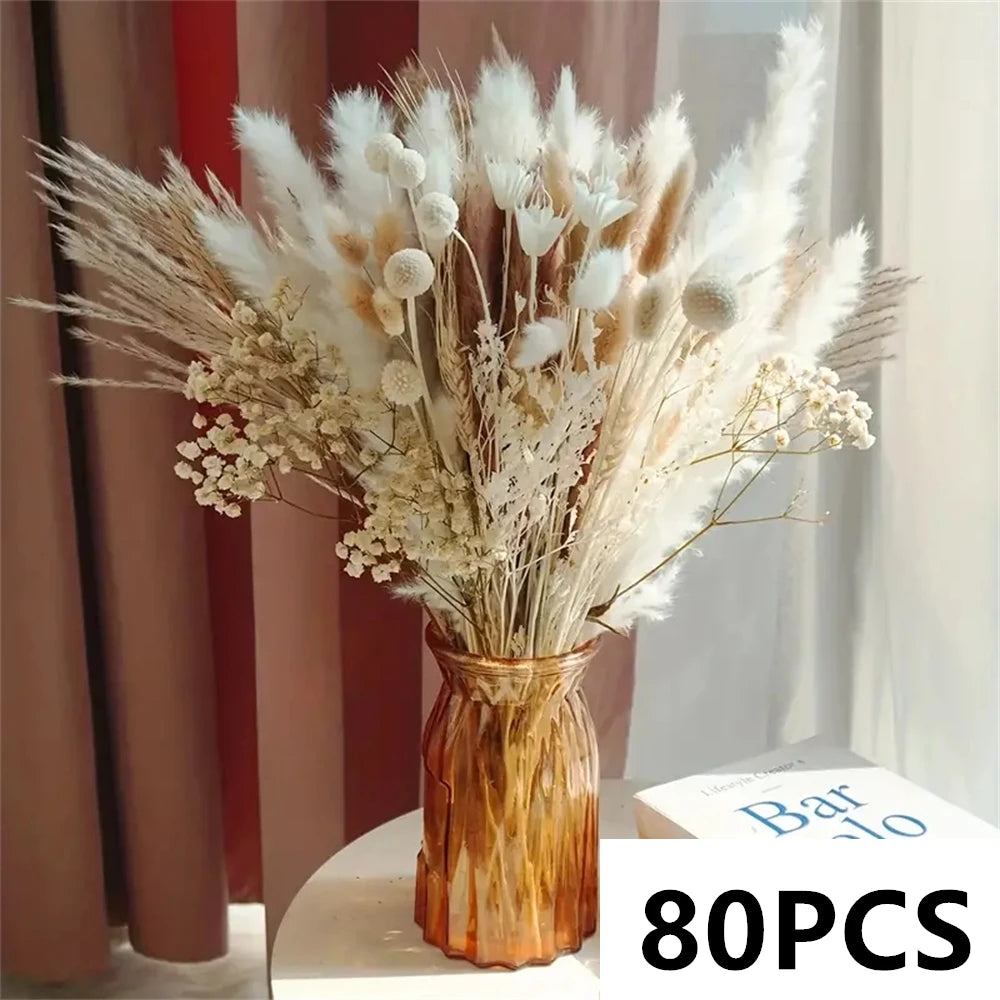 Natural Fluffy Pampas Grass Flowers Bouquets for Wedding Floral Arrangements Dried Plants Home Table Christmas Party Decorations