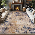 VIKAMA Modern Abstract Washable Area Rugs for Bedroom Stain Resistant Non Slip Large Blue Soft Indoor Carpet for Home Decor