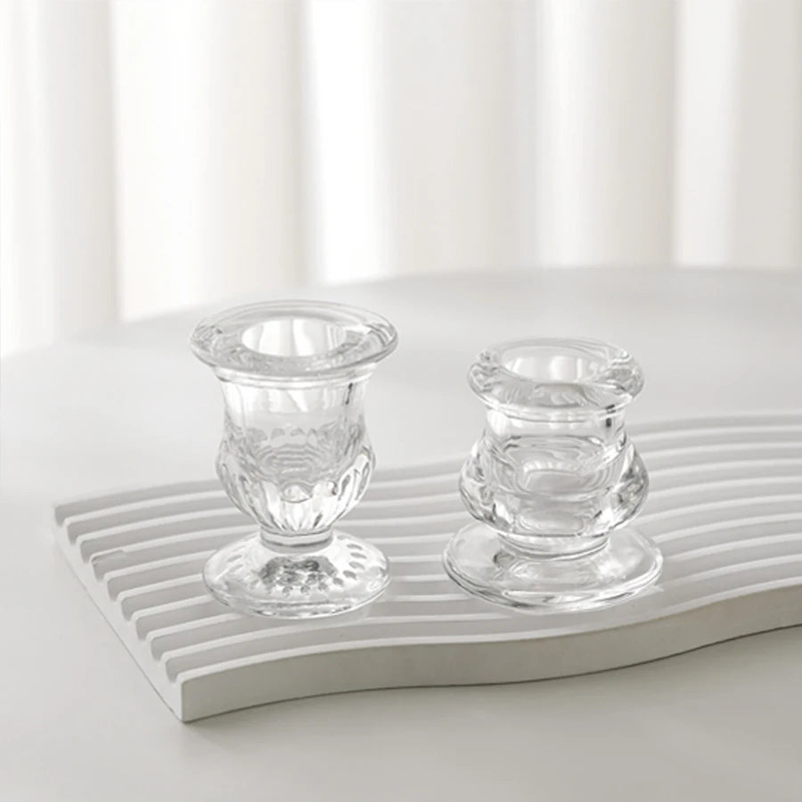 Transparent glass candle holder base suitable for wedding table center decoration, family party decoration