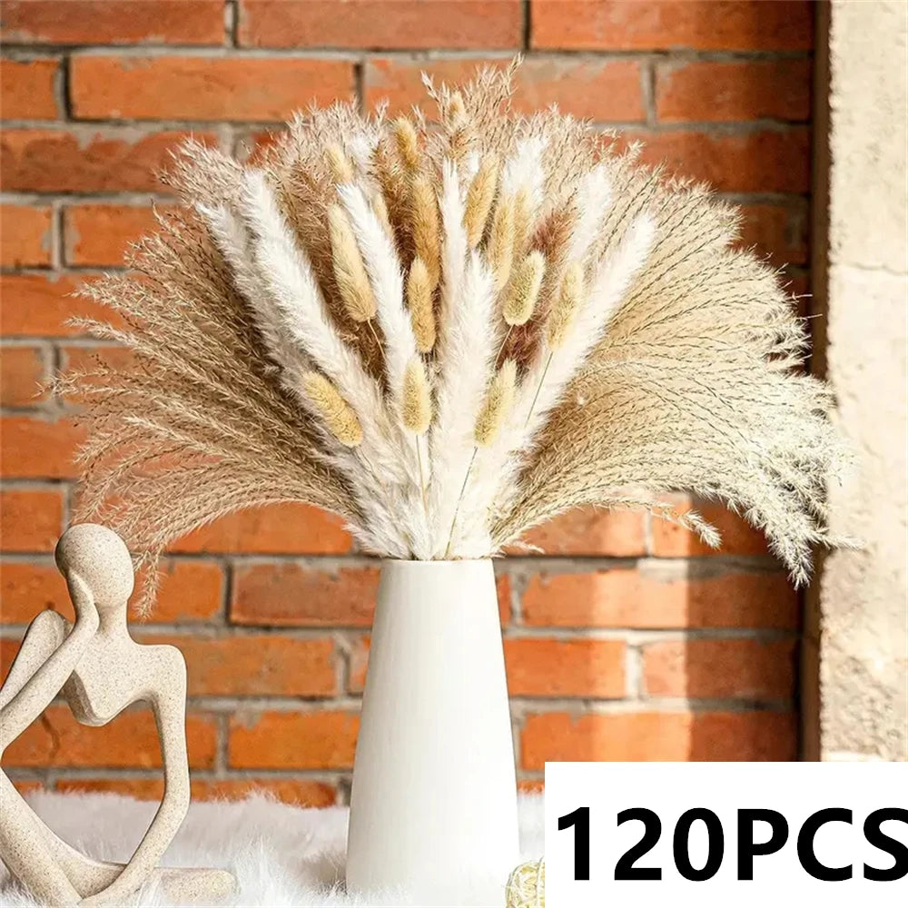 Natural Fluffy Pampas Grass Flowers Bouquets for Wedding Floral Arrangements Dried Plants Home Table Christmas Party Decorations
