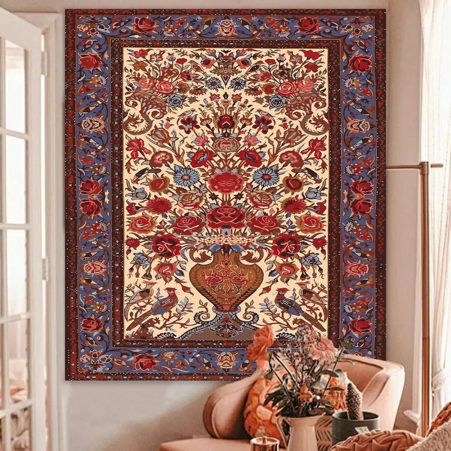 Boho Pink Mandala Wall Tapestry for Bedroom,Room Decor for Teen Girls, Art Floral Wall Hanging for College Dorm