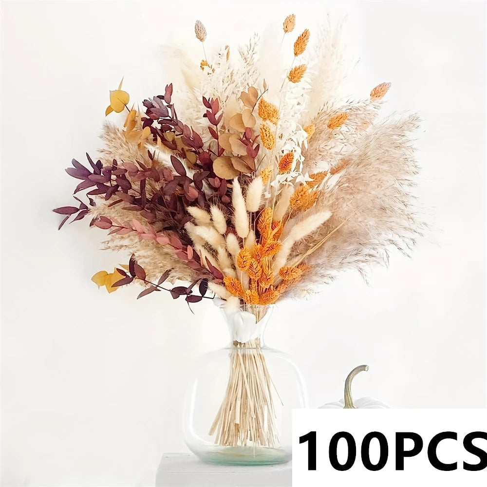 Natural Fluffy Pampas Grass Flowers Bouquets for Wedding Floral Arrangements Dried Plants Home Table Christmas Party Decorations