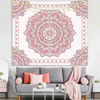 Boho Pink Mandala Wall Tapestry for Bedroom,Room Decor for Teen Girls, Art Floral Wall Hanging for College Dorm