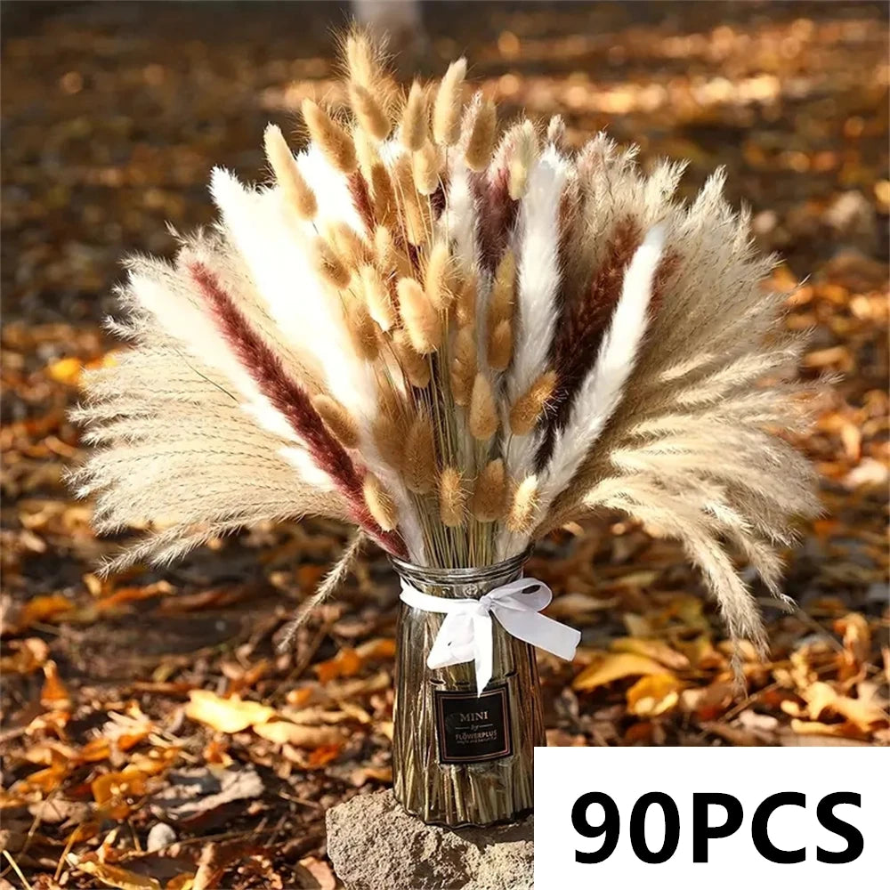 Natural Fluffy Pampas Grass Flowers Bouquets for Wedding Floral Arrangements Dried Plants Home Table Christmas Party Decorations