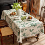 Flower Printed Table Cover with Tassels Cotton Linen Table Cloth Naturally Breathable and Comfortable nappe de table Luxury 식탁보