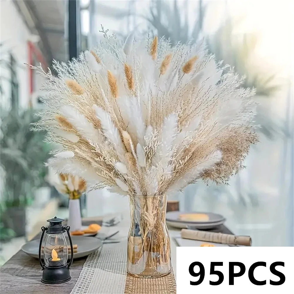 Natural Fluffy Pampas Grass Flowers Bouquets for Wedding Floral Arrangements Dried Plants Home Table Christmas Party Decorations