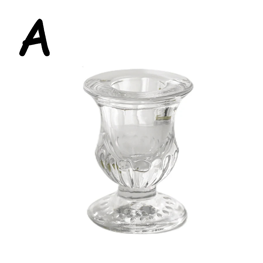 Transparent glass candle holder base suitable for wedding table center decoration, family party decoration